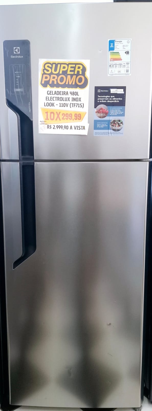 Geladeira Frost Free 480L Electrolux Inox Look TF71S 110V